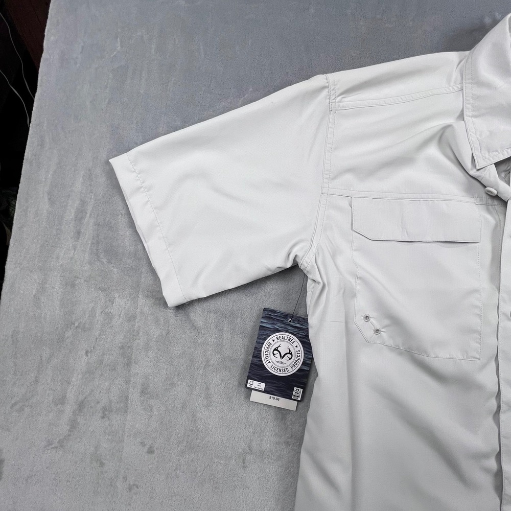 Realtree Fishing Shirt Mens Small Gray Short Sleeve UPF 50+ Ripstop Button Down - Picture 8 of 11